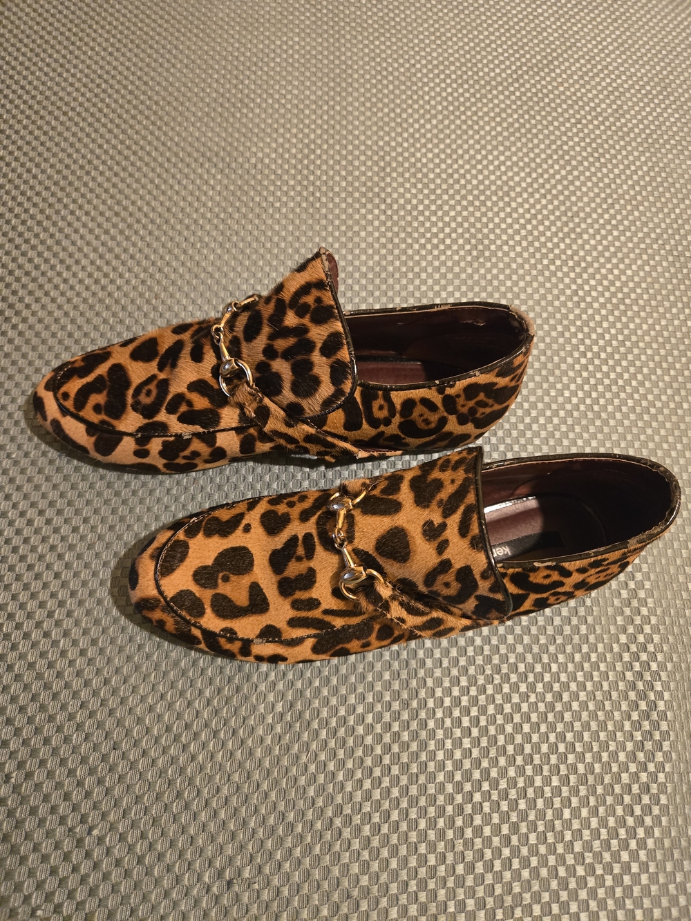 Kensie Leopard-Print Loafers with Gold Bit